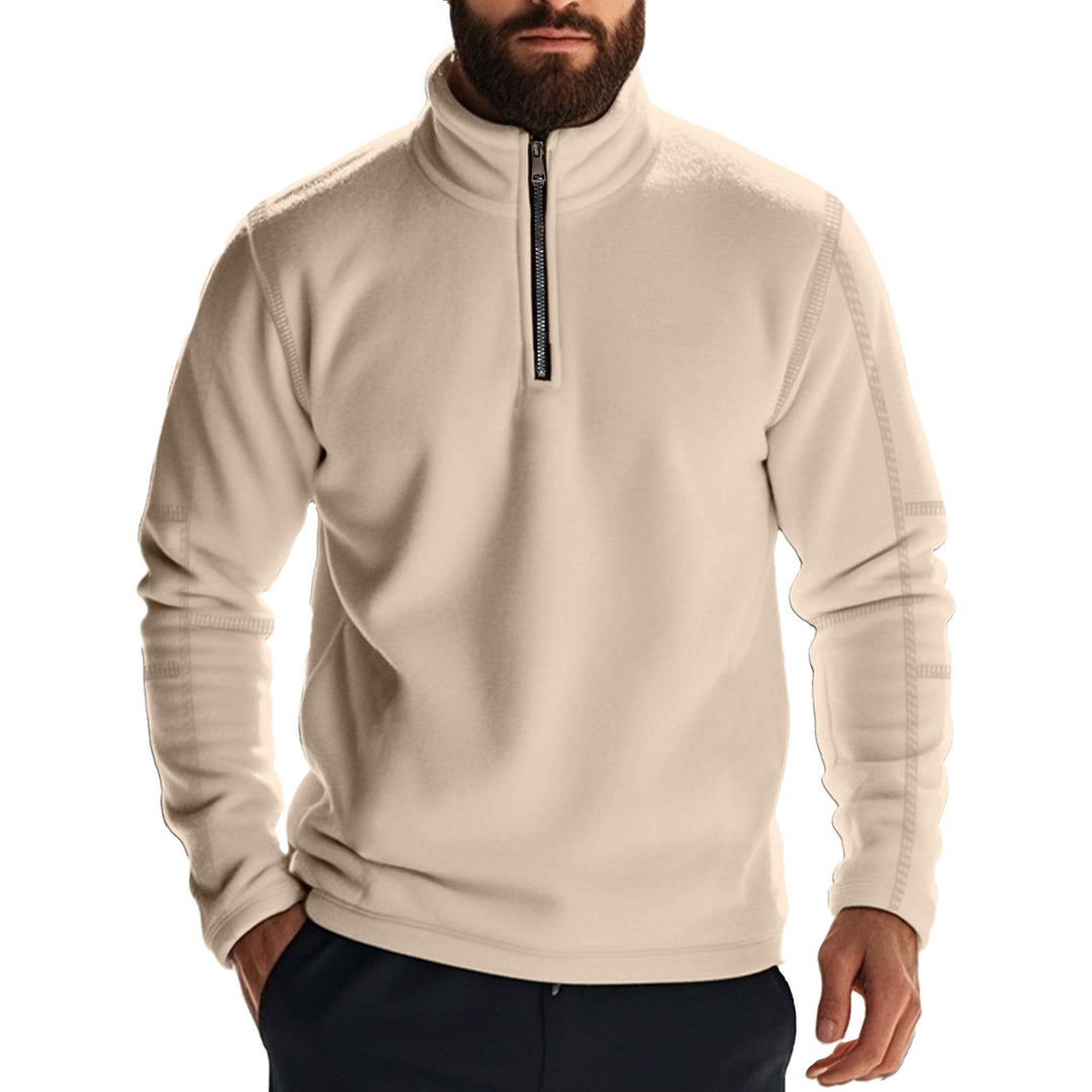 Herren Fleece-Kapuzenpullover mit halbem Reißverschluss Heidi-Mode