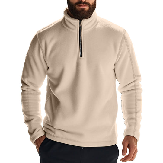Herren Fleece-Kapuzenpullover mit halbem Reißverschluss Heidi-Mode