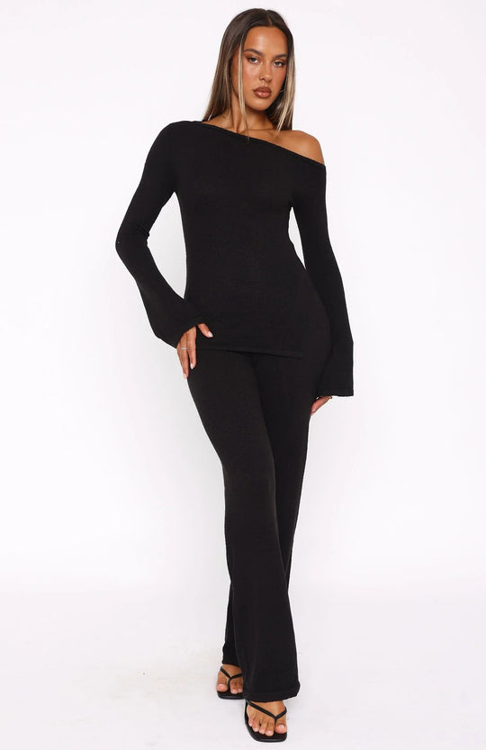 Damen Elegantes 2-teiliges Strickensemble mit Schößchen und weitem Bein Heidi-Mode