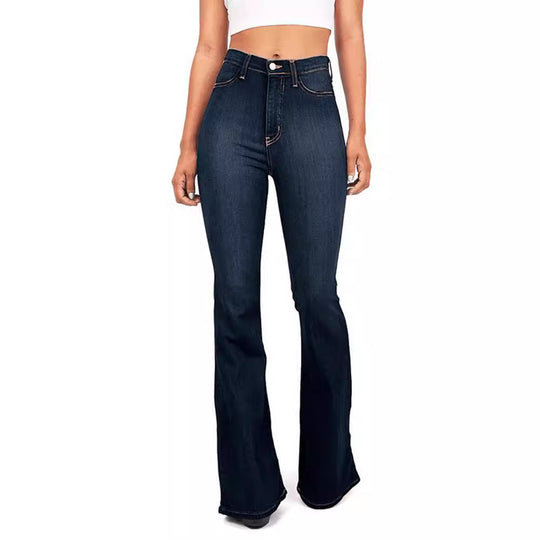 Damen Hoch taillierte Bootcut Jeans im eleganten zeitlosen Stil Heidi-Mode
