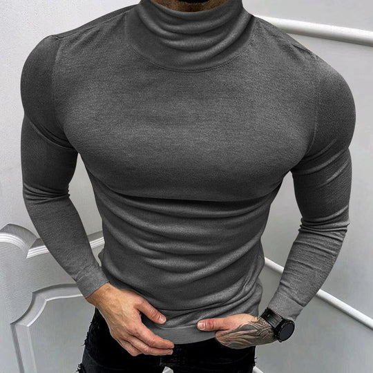 Herren eleganter Rollkragenpullover aus hochwertigem Baumwollmix Heidi-Mode
