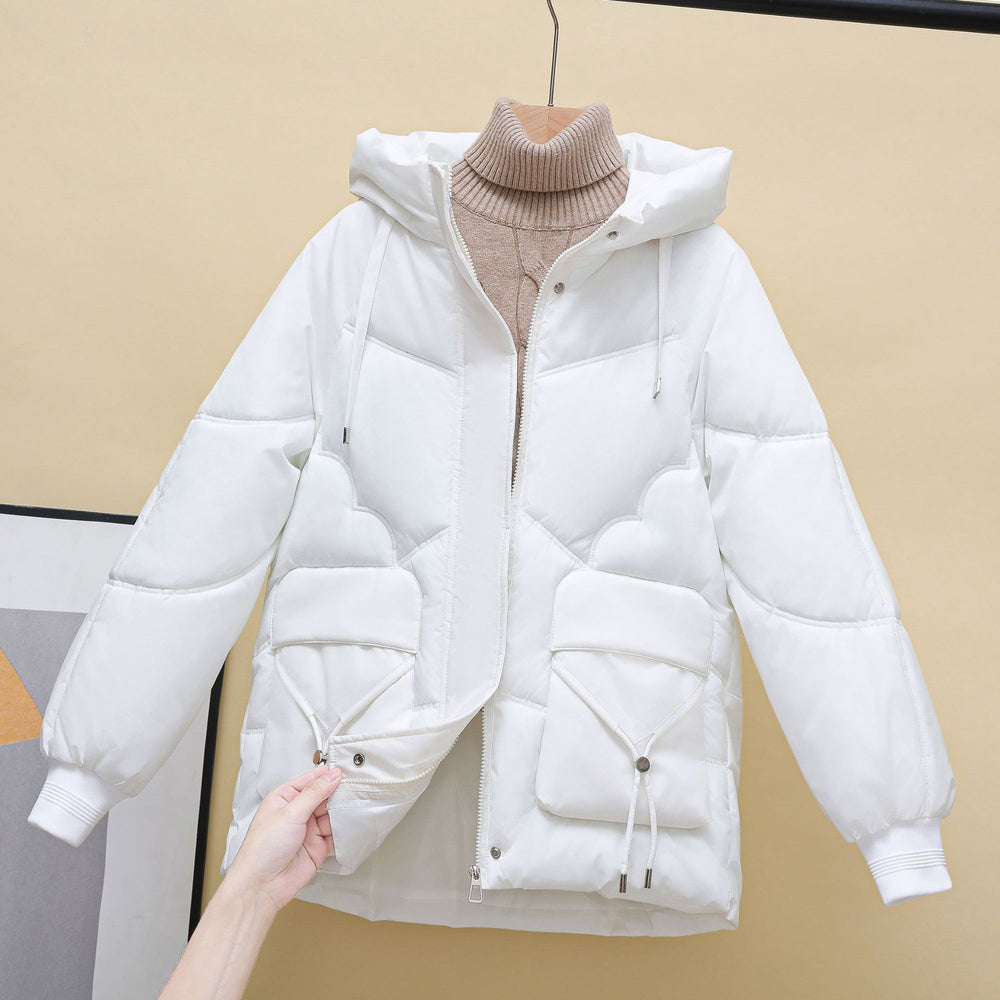 Damen gesteppte Winterjacke mit Kapuze und Herzdetails Heidi-Mode