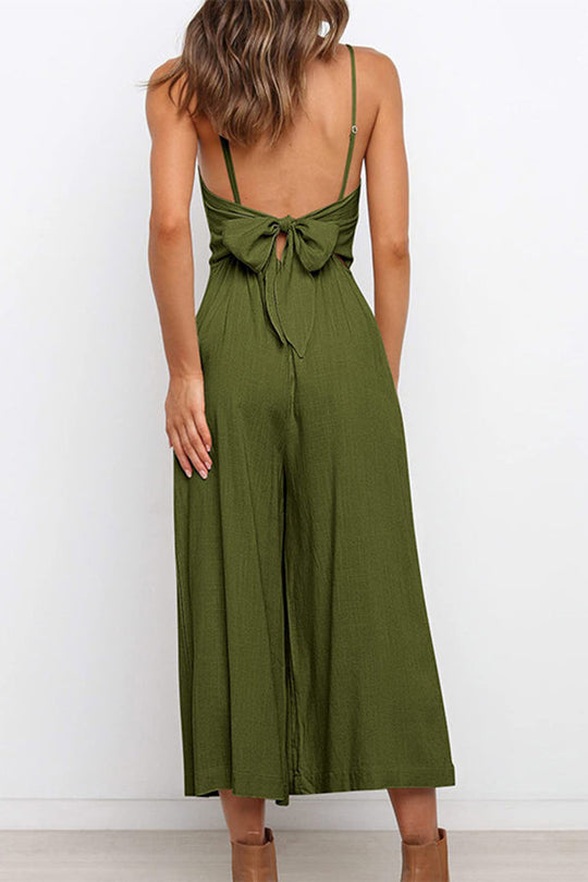 Heidi-Mode | Solide Tie Rückfreie Kurze Jumpsuits