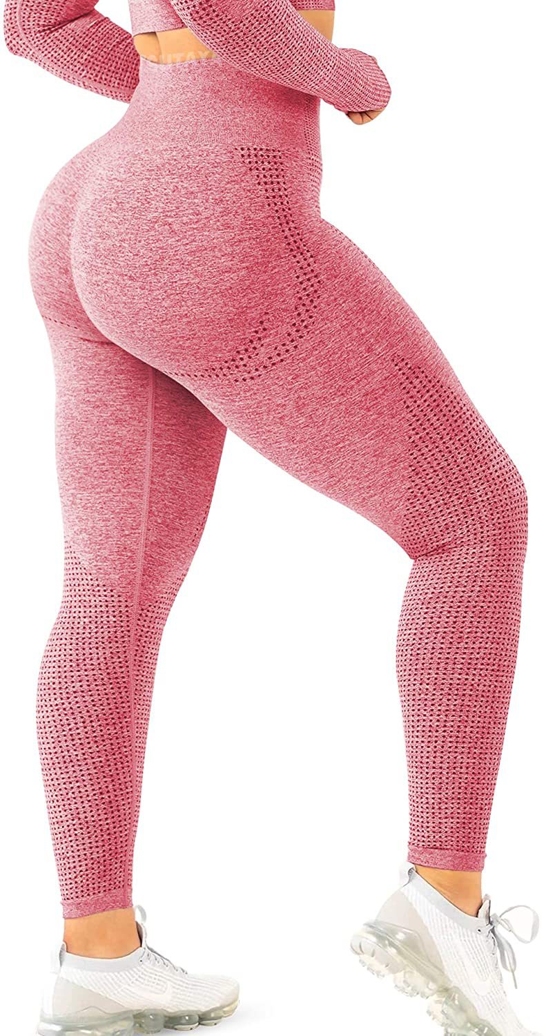 Damen Hohe Performance Fitnessleggings mit strukturierter Oberfläche Heidi-Mode