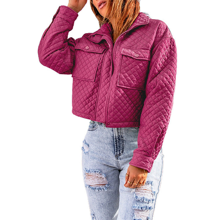 Damen gesteppte Kurzjacke mit modischen Taschen Heidi-Mode