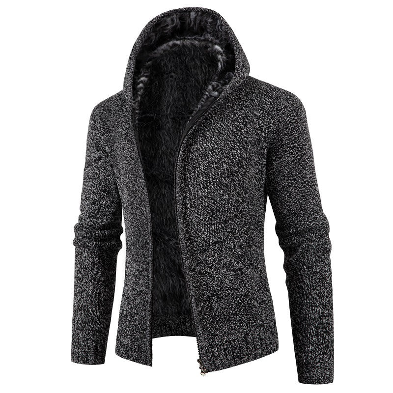 Herren kuschelige Strickjacke mit hohem Kragen und praktischen Taschen Heidi-Mode