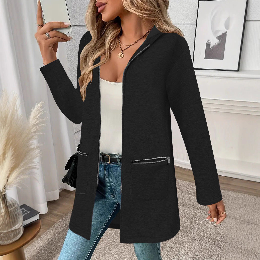 Damen Kapuzenjacke mit praktischen Reißverschlusstaschen und komfortablem Material Heidi-Mode