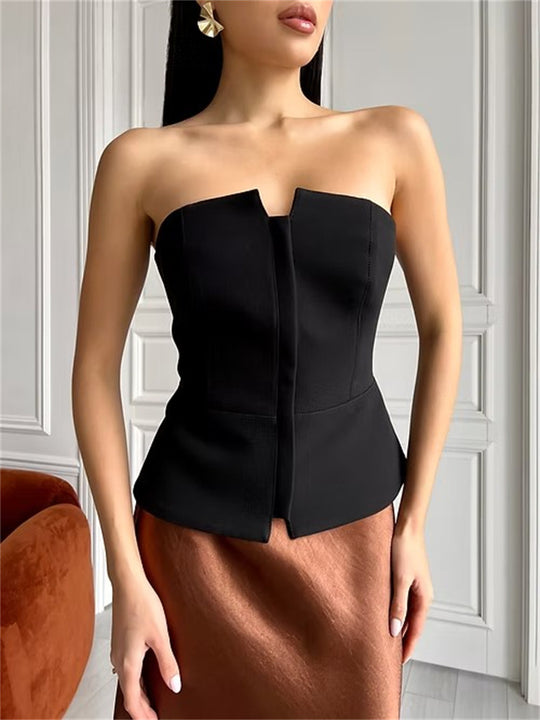 Damen ärmelloser Denim-Top mit Reißverschluss Heidi-Mode