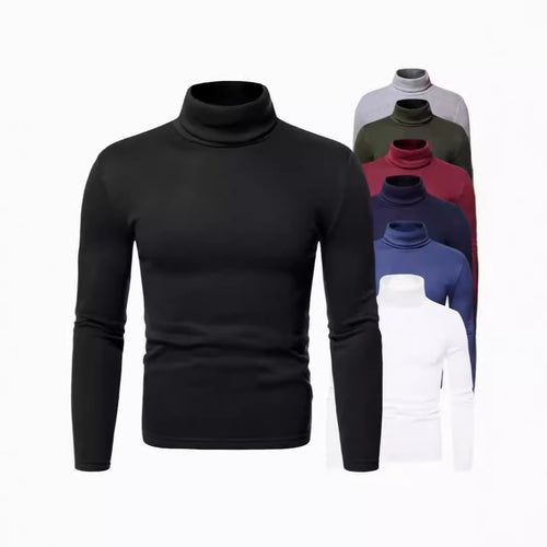 Herren Rollkragenpullover aus weichem Baumwollmix mit körperbetontem Schnitt Heidi-Mode