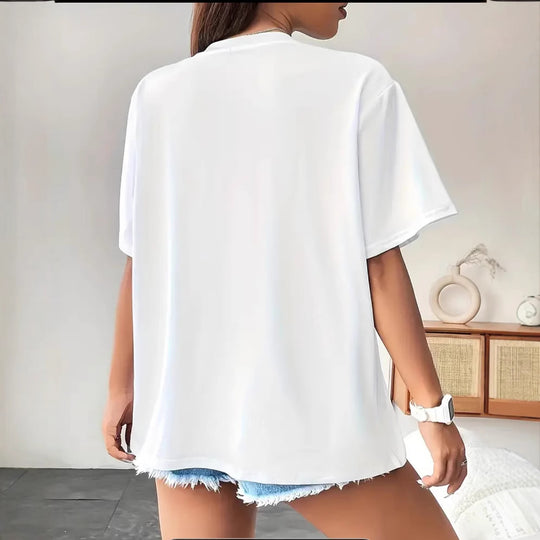 Damen T-Shirt mit gesticktem New York Aufdruck Heidi-Mode