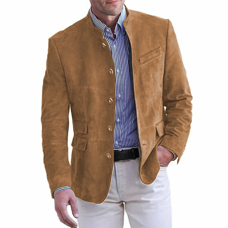Herren eleganter Wildlederblazer mit modischen Akzenten Heidi-Mode