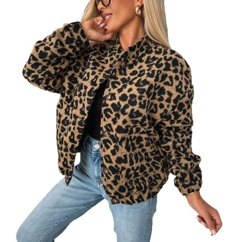 Damen Trendige Leo-Fleecejacke mit lässigem Schnitt Heidi-Mode
