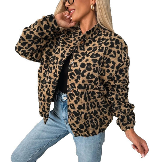 Damen Trendige Leo-Fleecejacke mit lässigem Schnitt Heidi-Mode