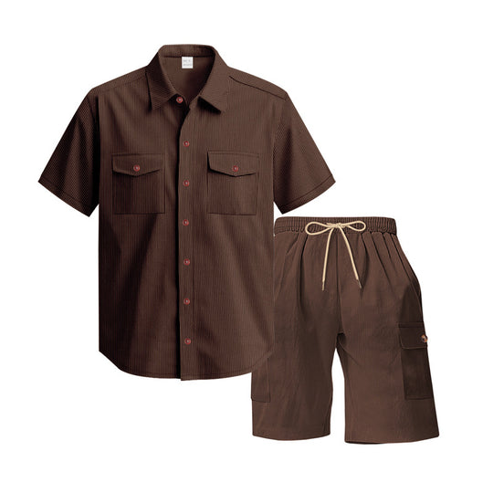 Herren komfortables Freizeitoutfit mit Kurzarmhemd und lockeren Shorts Heidi-Mode