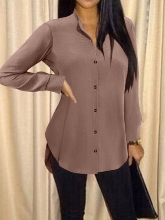 Damen Longbluse mit modernem Schnitt und eleganten Knopfdetails Heidi-Mode