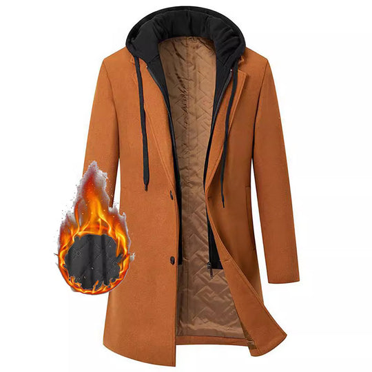 Damen eleganter Mantel mit abnehmbarer Kapuze und sportlichen Akzenten Heidi-Mode