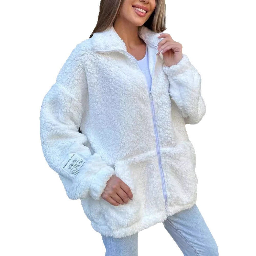 Damen Kuschelige Fleecejacke mit hohem Kragen und praktischen Taschen Heidi-Mode