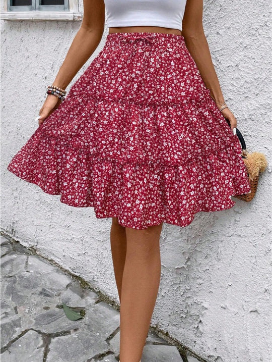 Damen Sommerrock mit charmanten Volantdetails und floralem Muster Heidi-Mode
