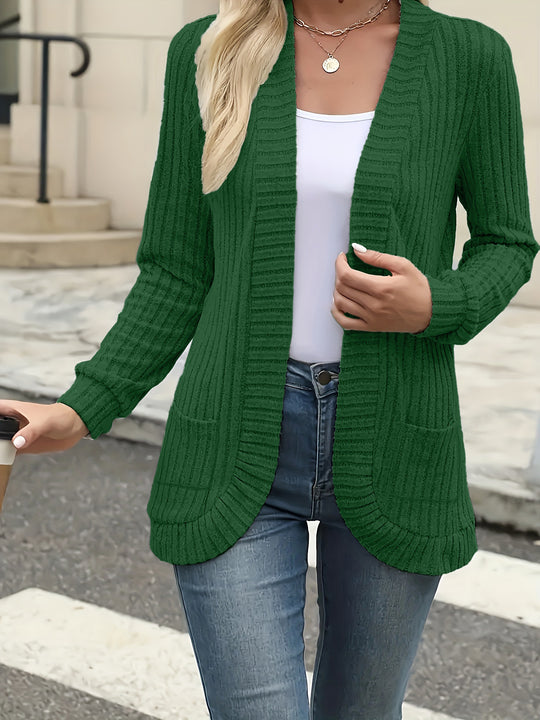 Damen Strickjacke mit offenen Front und praktischen Taschen Heidi-Mode