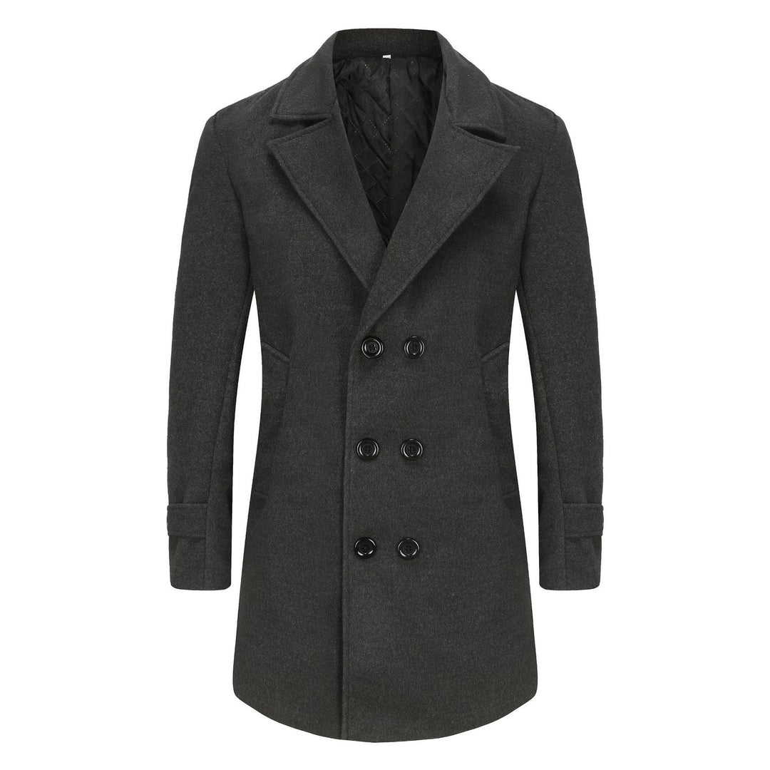 Herren eleganter Doppelreiher-Mantel mit schmalem Schnitt und gefüttertem Innenfutter Heidi-Mode
