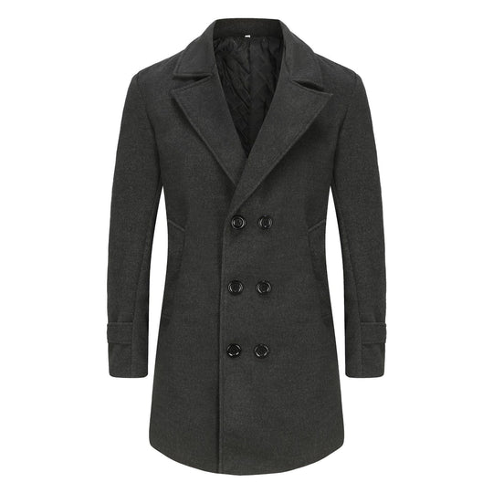 Herren eleganter Doppelreiher-Mantel mit schmalem Schnitt und gefüttertem Innenfutter Heidi-Mode
