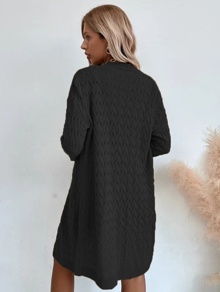 Damen Großer Strickmantel mit strukturiertem Muster und lässigem Schnitt Heidi-Mode