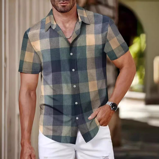 Herren Kurzarm-Hemd mit modernem Karomuster und ausgezeichneter Passform Heidi-Mode