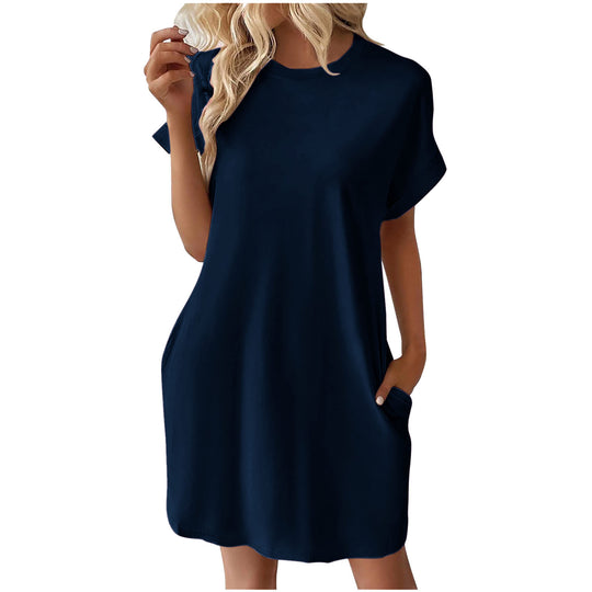 Damen lässiges T-Shirt Kleid mit praktischen Taschen Heidi-Mode