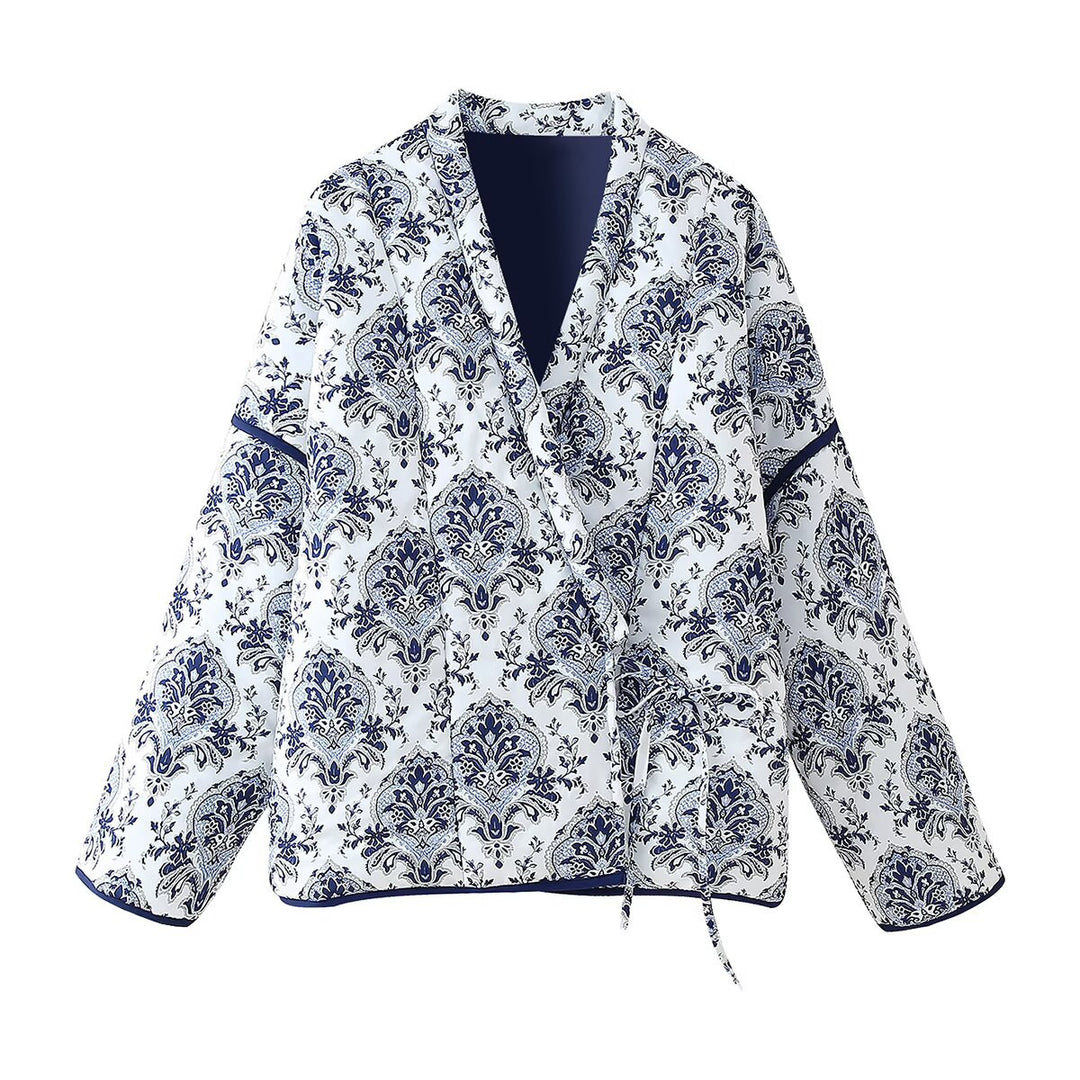 Damen Steppjacke mit floralem Design und modernem Schnitt Heidi-Mode