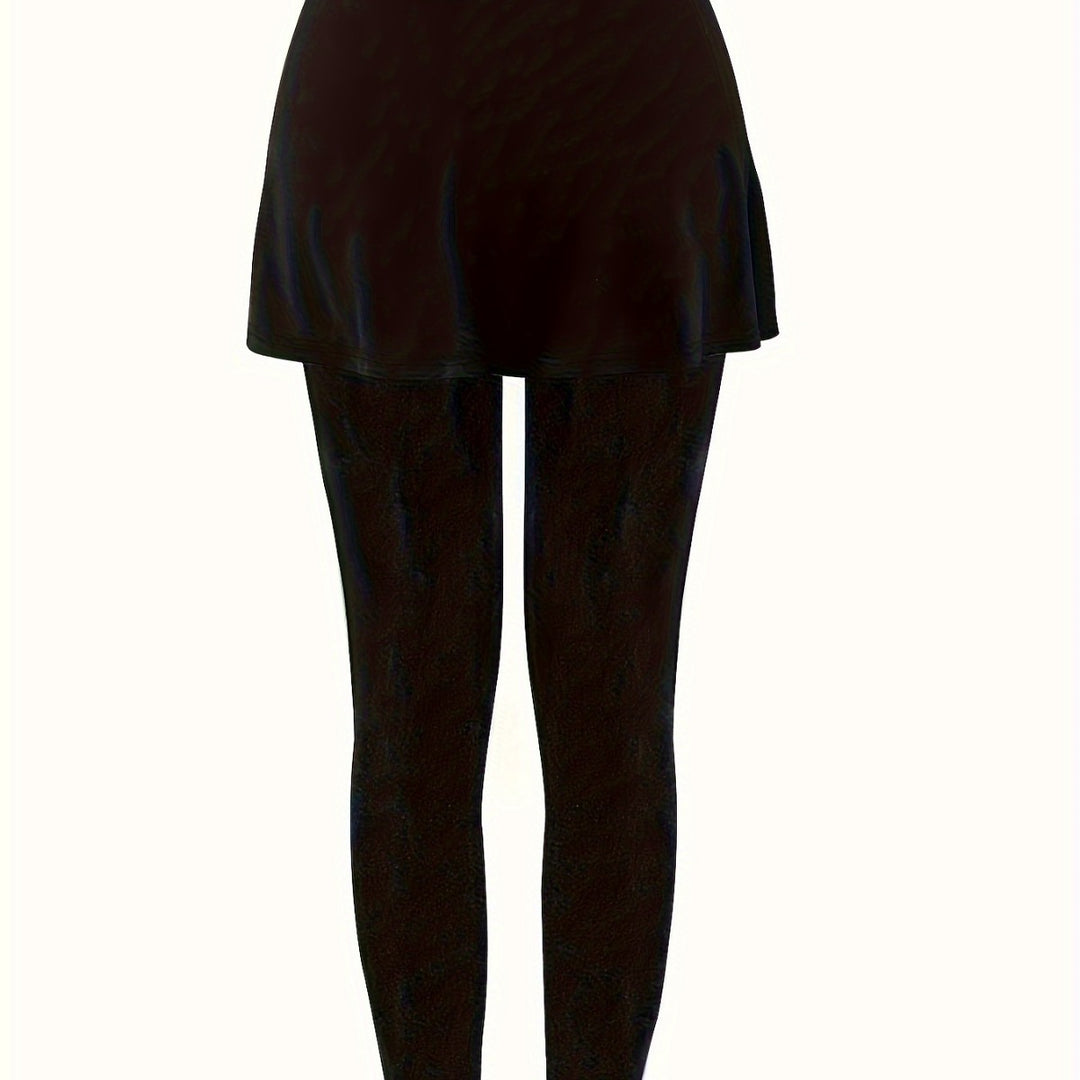 Damen Leggings mit rockähnlicher Einlage und hohem Bund Heidi-Mode