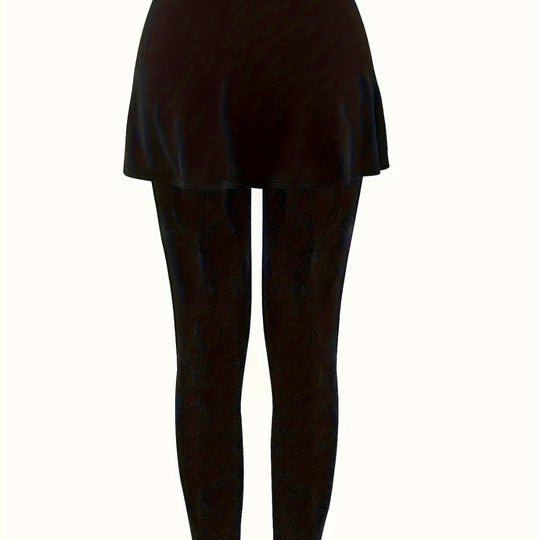 Damen Leggings mit rockähnlicher Einlage und hohem Bund Heidi-Mode