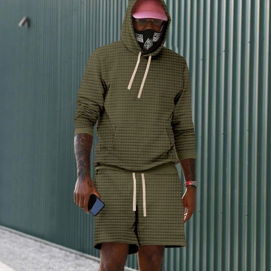 Herren lässiger Kapuzenpullover und Shorts Set aus atmungsaktivem Material Heidi-Mode