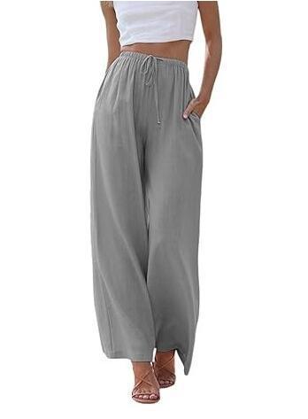 Damen Weite Palazzo-Hose mit elastischem Bund und praktischen Taschen Heidi-Mode