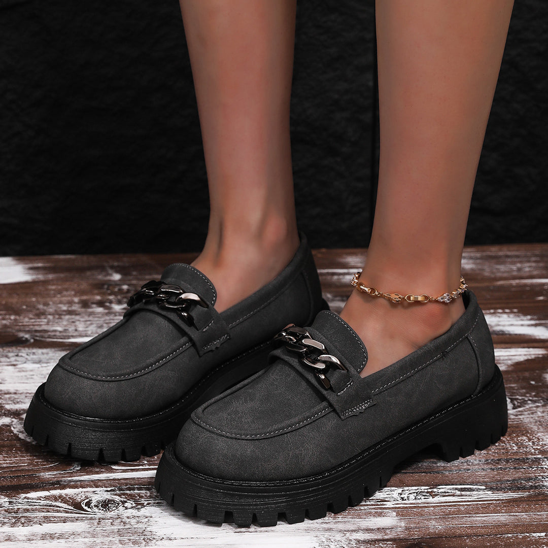 Damen Chunky Loafers mit Ketten-Applikation und robustem Profil Heidi-Mode