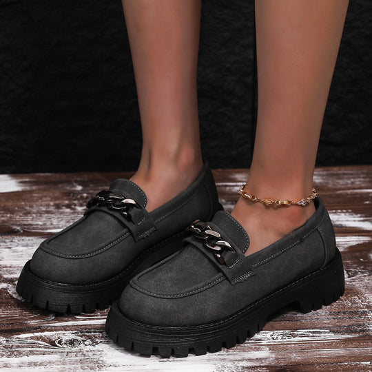 Damen Chunky Loafers mit Ketten-Applikation und robustem Profil Heidi-Mode