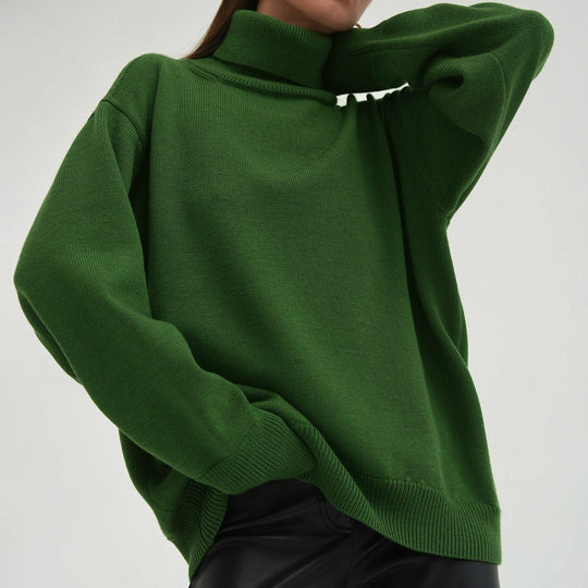 Damen Oversized Rollkragenpullover mit Rippstruktur Heidi-Mode