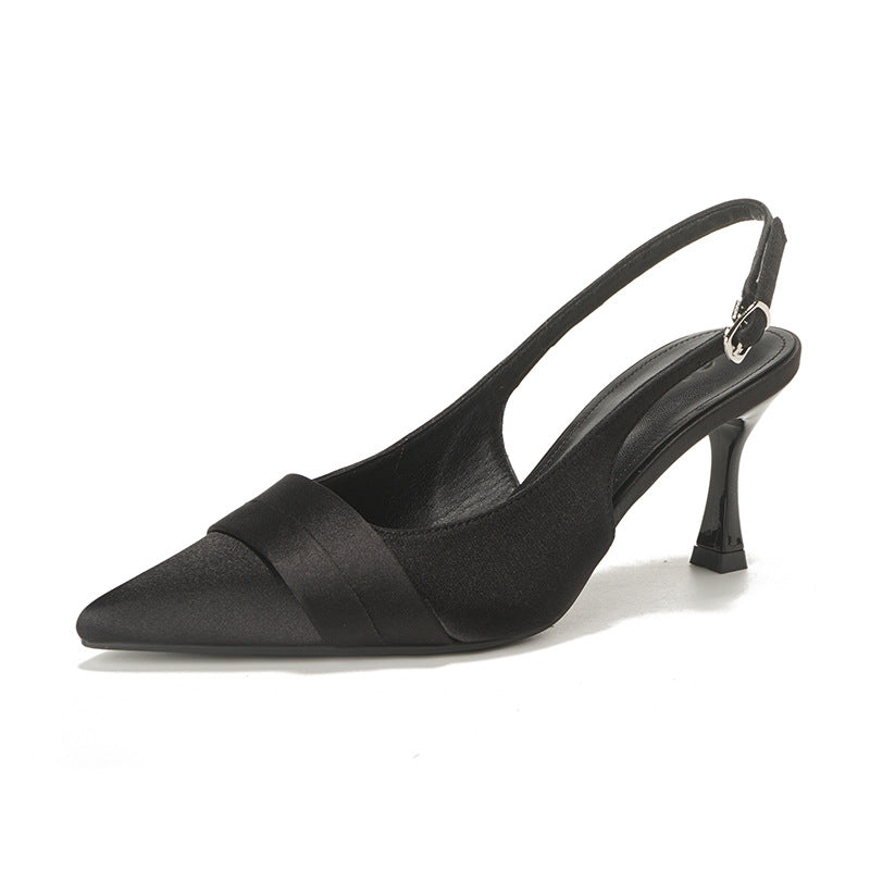Damen Sling-Pumps mit eleganter Satin-Oberfläche und raffinierter Absatzhöhe Heidi-Mode