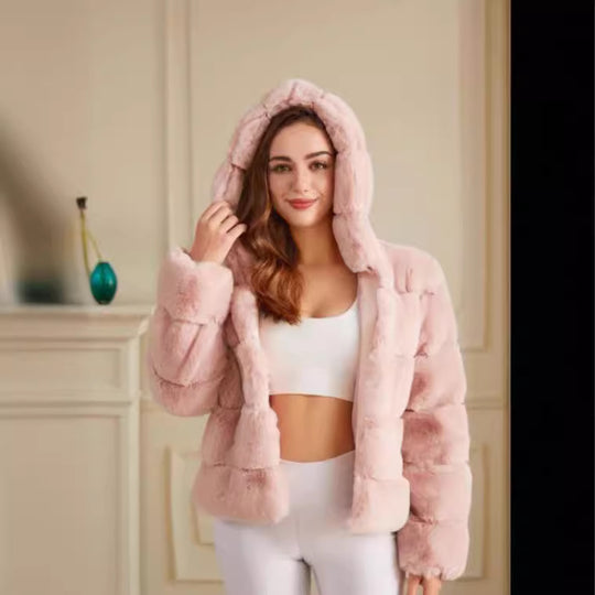 Damen weiche Fleecejacke mit Kapuze Heidi-Mode