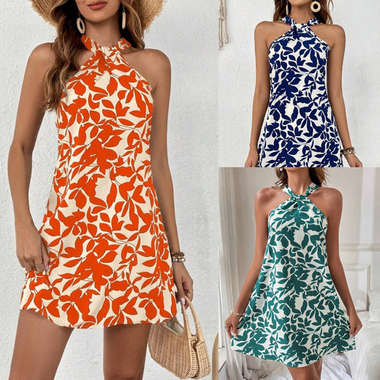 Damen Sommerliches Freizeitkleid mit dekorativem Halsband und floralem Print Heidi-Mode