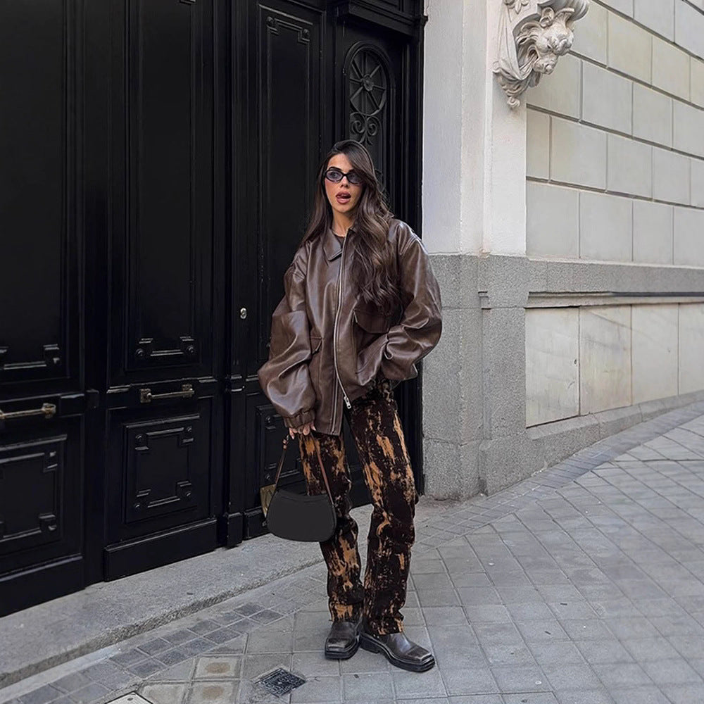 Damen Oversized Kunstlederjacke Heidi-Mode