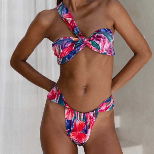 Femme One-Shoulder Gemusterter Bikini Set Heidi-Mode