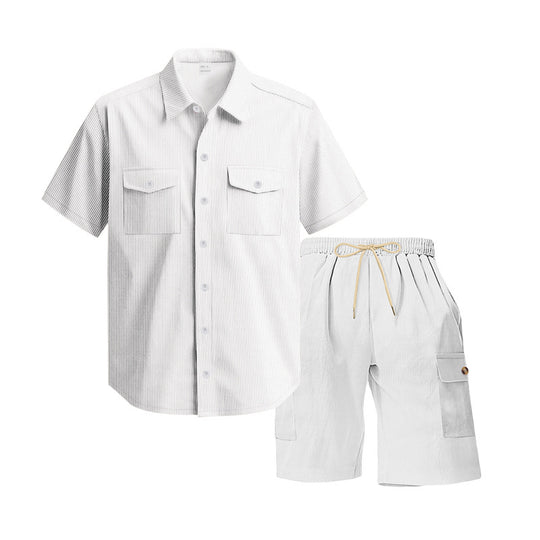 Herren komfortables Freizeitoutfit mit Kurzarmhemd und lockeren Shorts Heidi-Mode