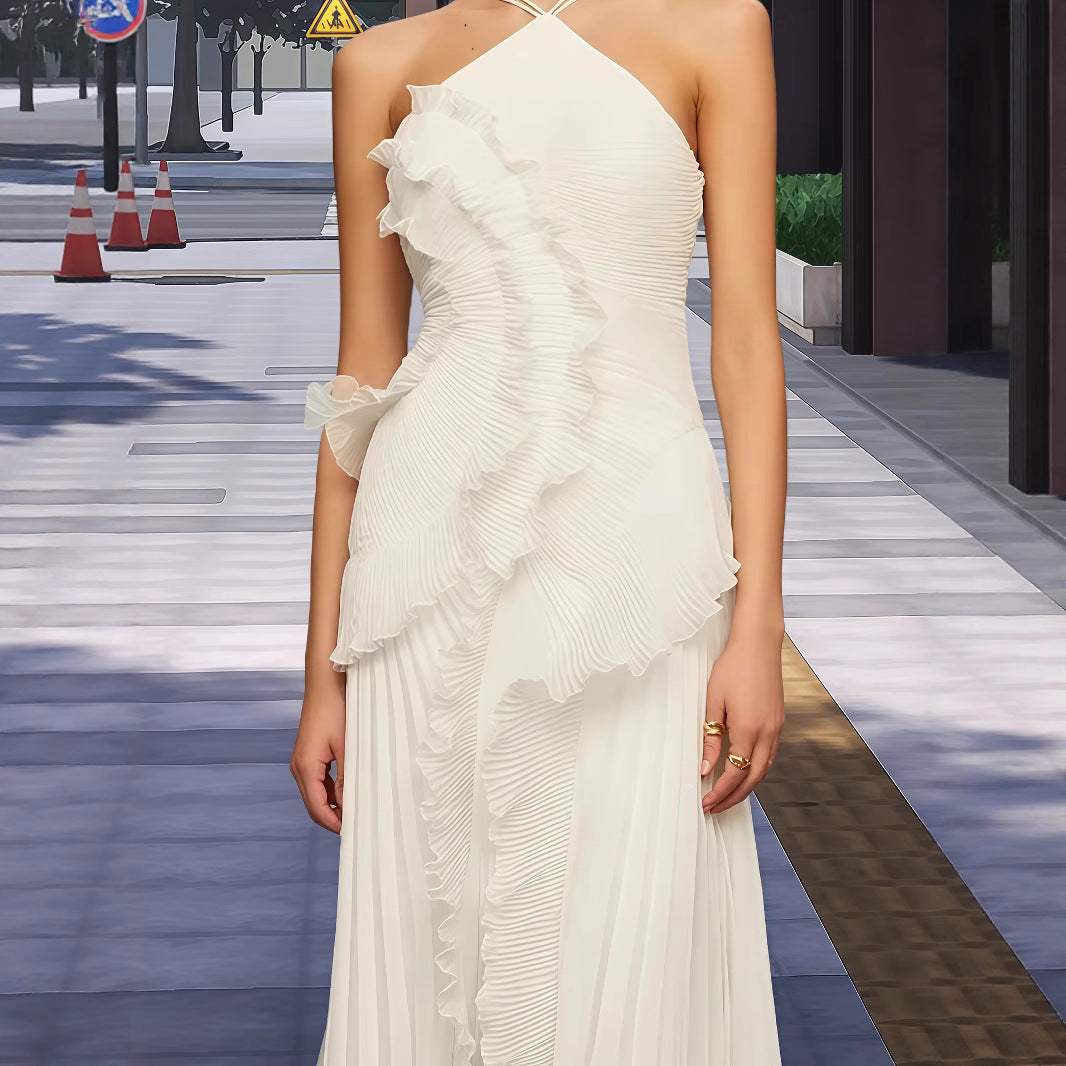 Damen Elegantes Wickelkleid mit plissierten Rüschen und asymmetrischem Saum Heidi-Mode