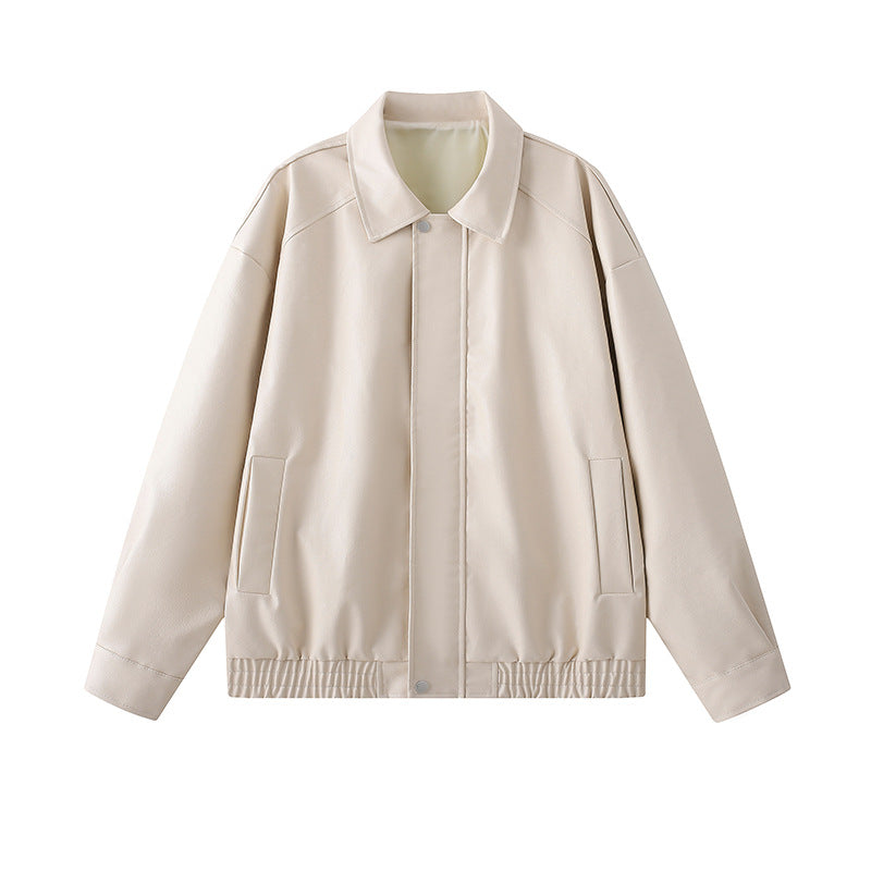 Herren elegante Kunstlederjacke mit elastischem Bund Heidi-Mode