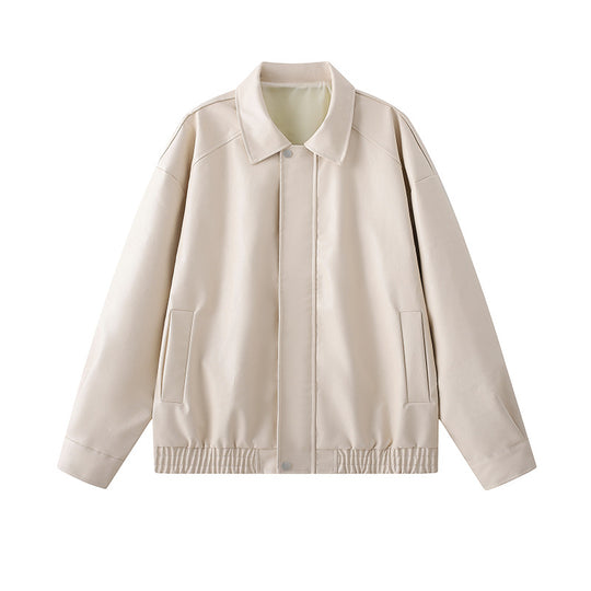 Herren elegante Kunstlederjacke mit elastischem Bund Heidi-Mode