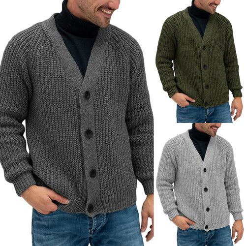 Herren modische Strickjacke mit tiefem V-Ausschnitt und strukturierter Oberfläche Heidi-Mode