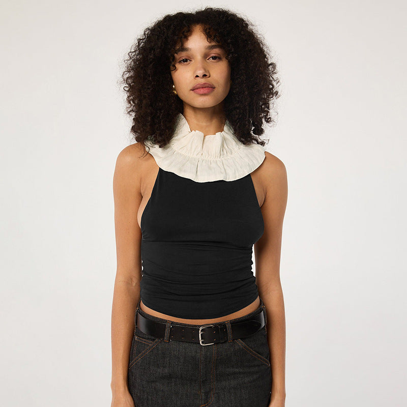 Damen Top mit voluminösem Kragen und figurschmeichelndem Schnitt Heidi-Mode