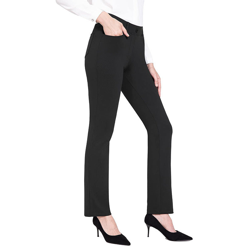 Damen Elegante figurbetonte Stretchhose mit hohen Taschen Heidi-Mode