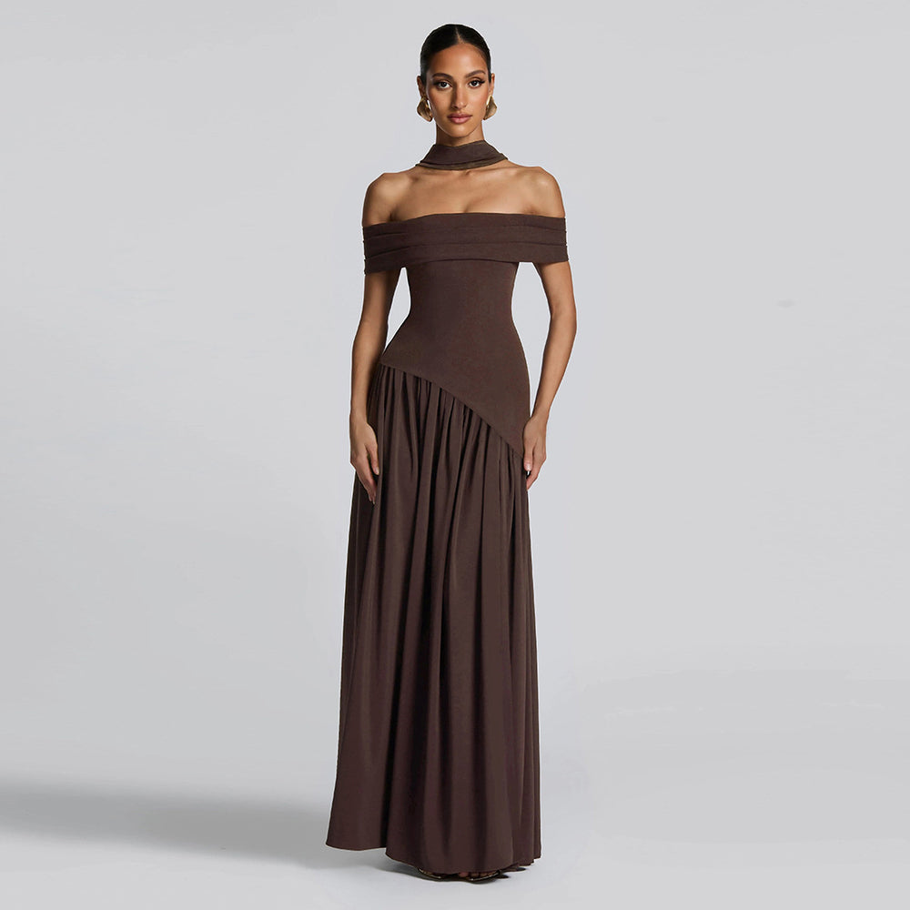 Damen Abendkleid mit schickem Schulterfreies Design und hohem Schlitz Heidi-Mode