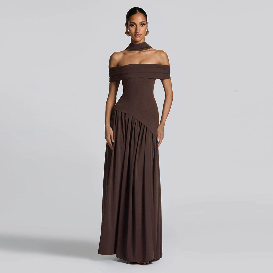 Damen Abendkleid mit schickem Schulterfreies Design und hohem Schlitz Heidi-Mode